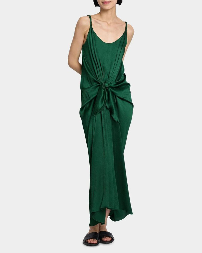 Sleeveless Knotted Crinkle Silk Maxi Dress 4