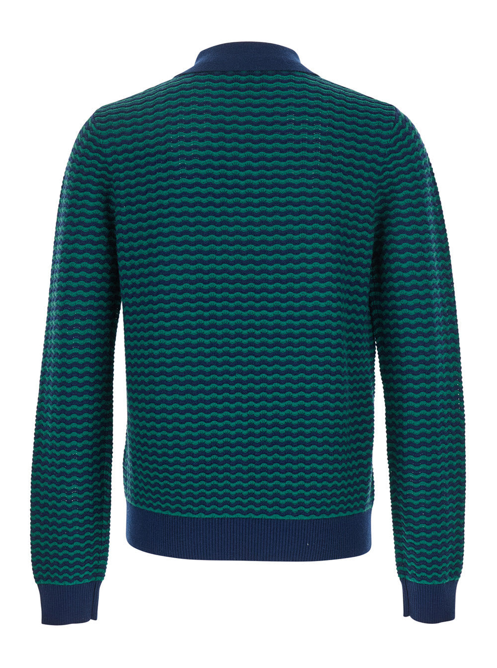 Casablanca Men 'Mini Wave' Blue Polo Shirt With Logo Embroidery On The Collar And All-Over Striped M - 2