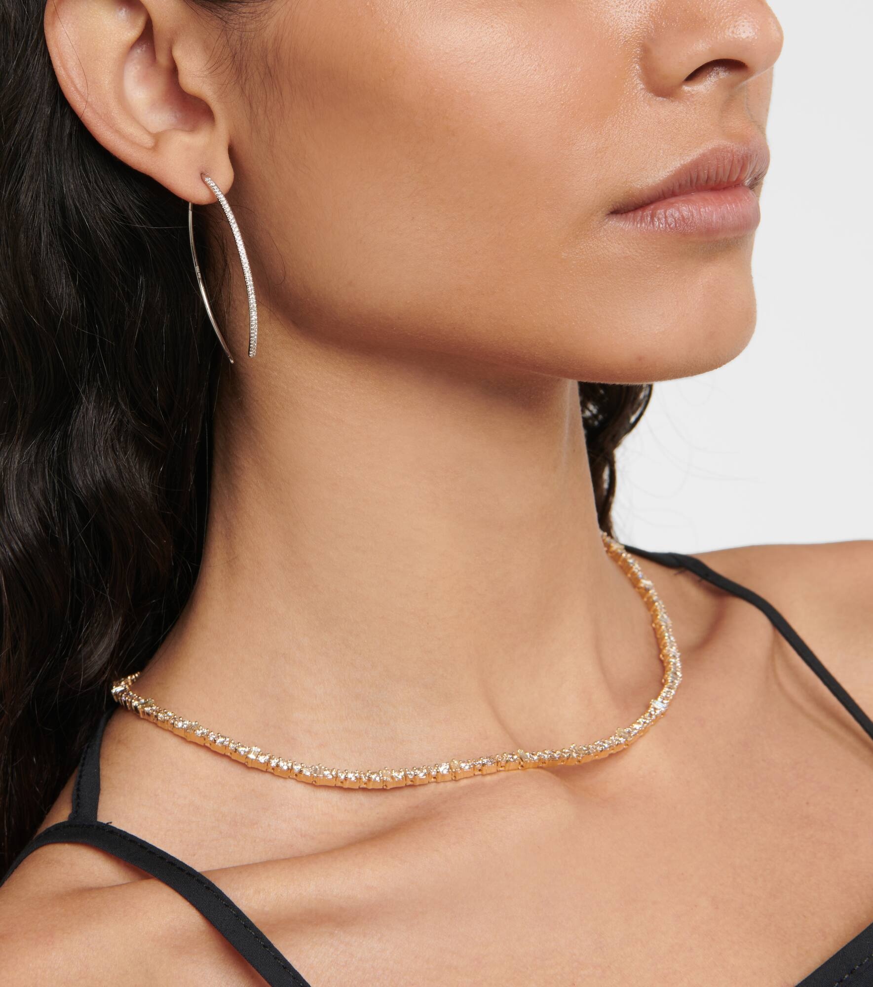 Eye 18kt gold hoop earrings with diamonds - 5