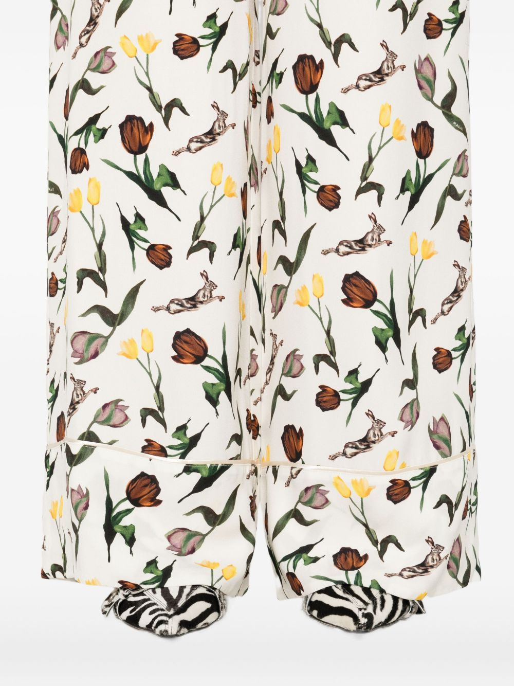 tulips-hares-print trousers - 5