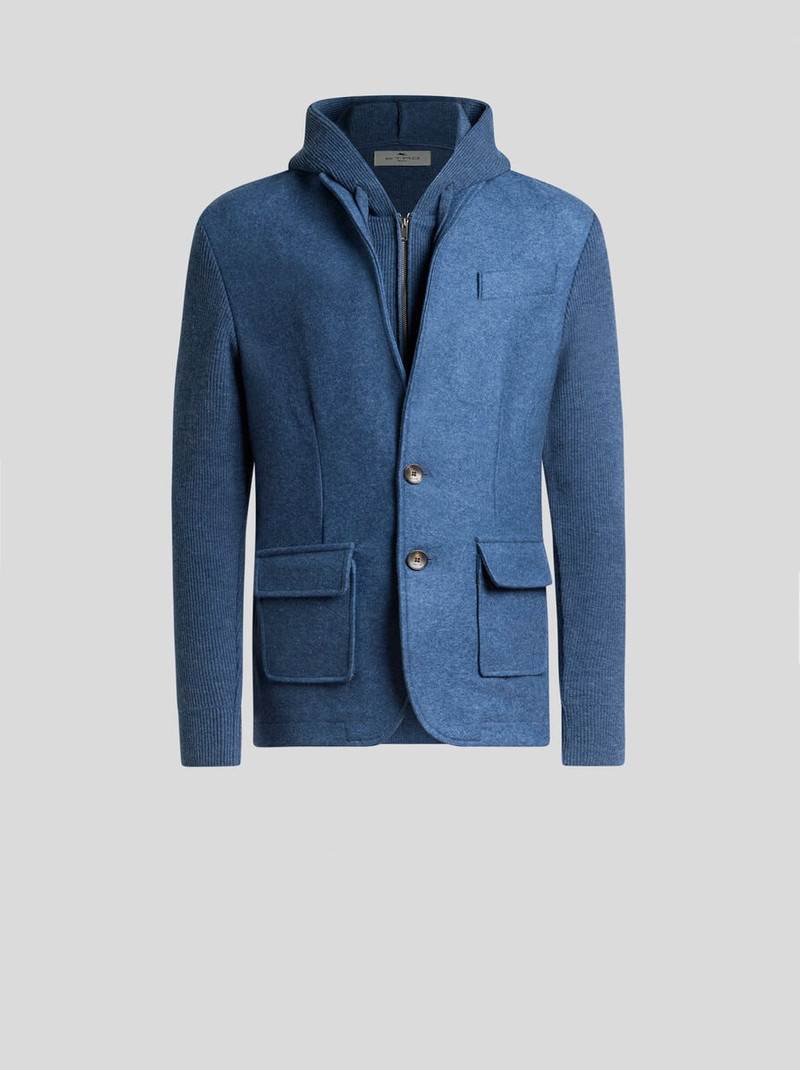 WOOL JACKET WITH REMOVABLE HOOD AND BIB 1