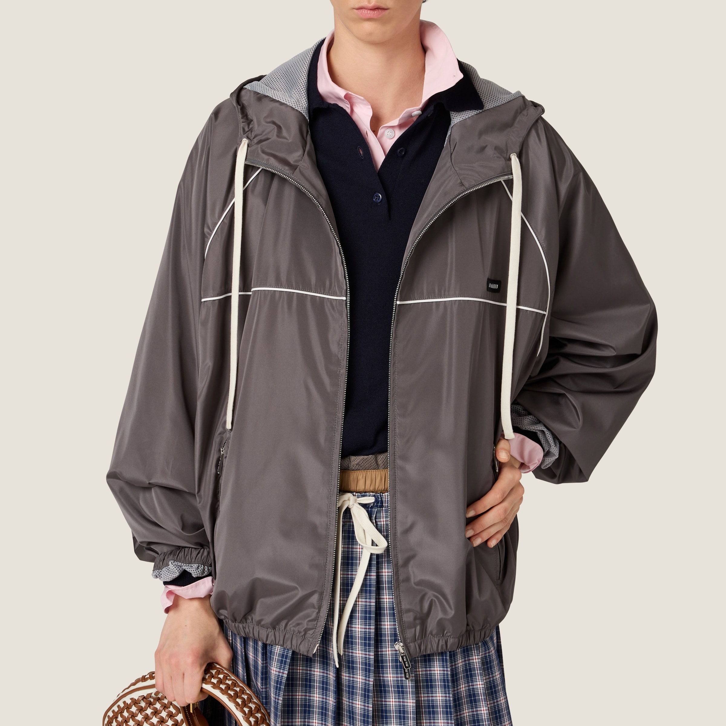 Technical silk zipper blouson jacket - 4