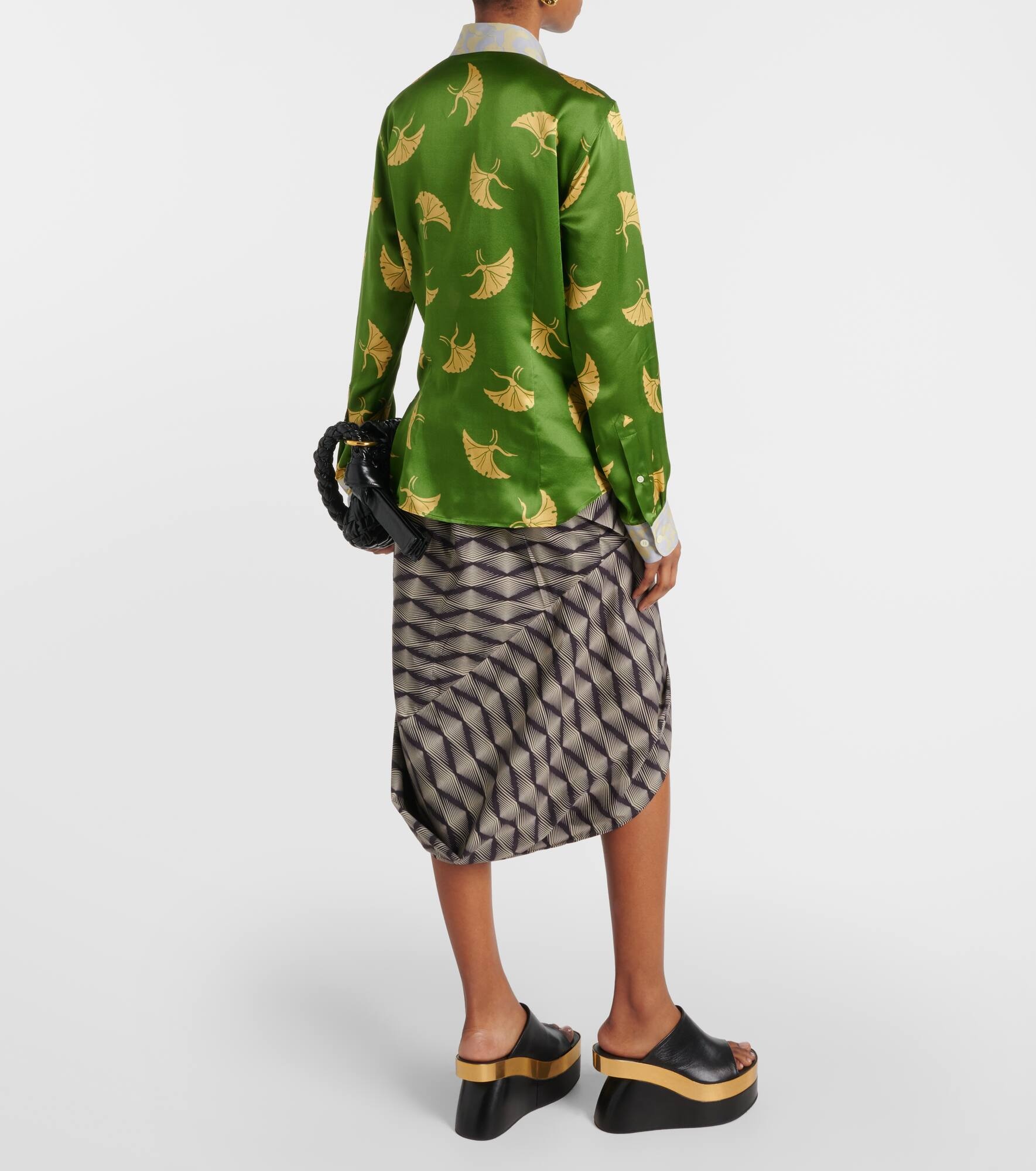 Printed silk-blend satin shirt - 3