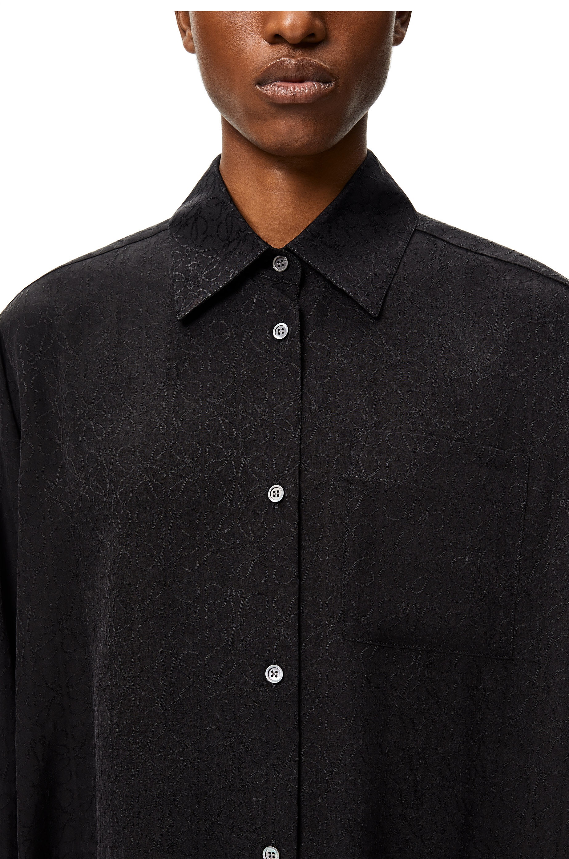 Anagram jacquard  long shirt in silk - 5