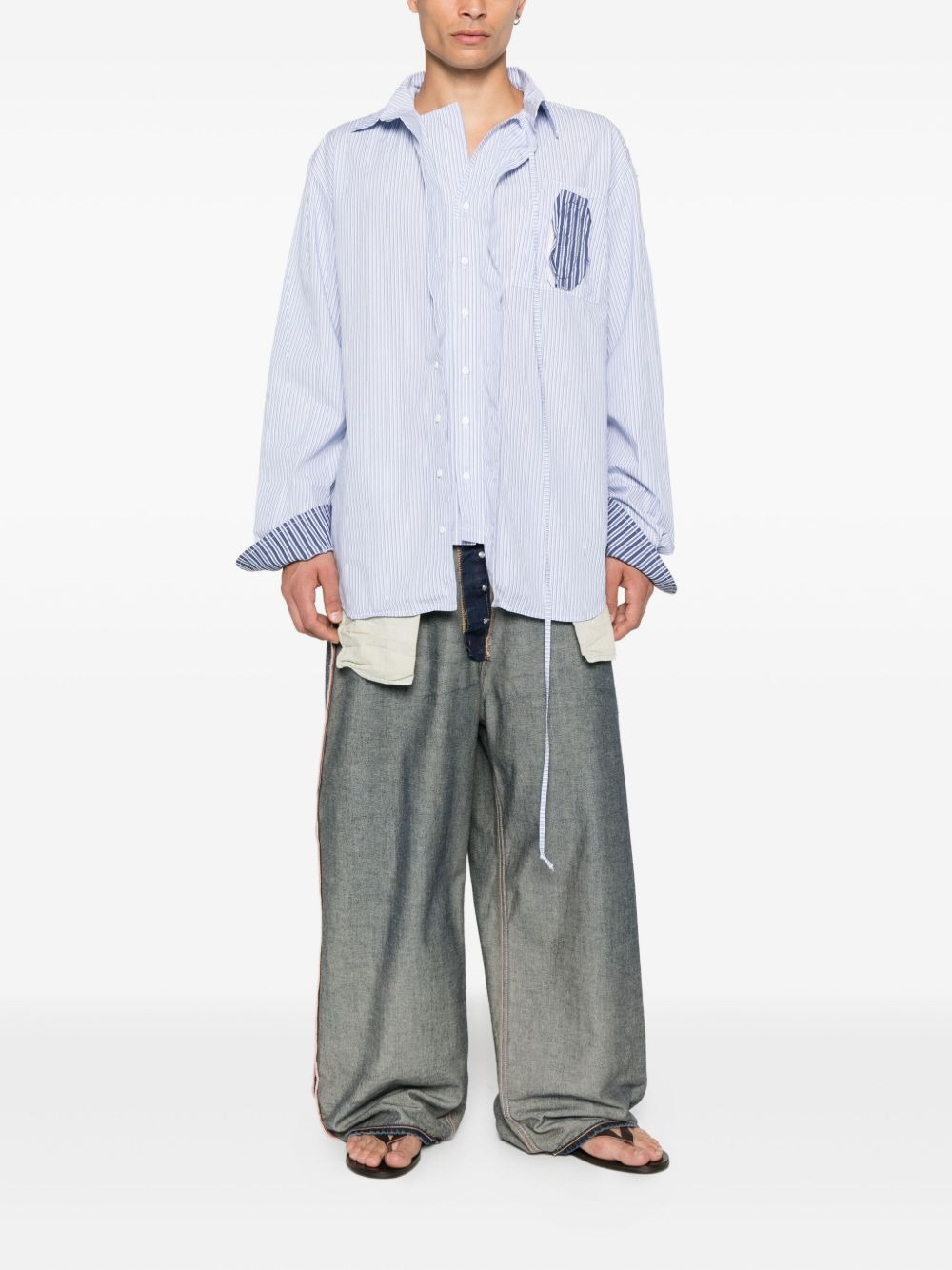 striped patch-pocket shirt - 3