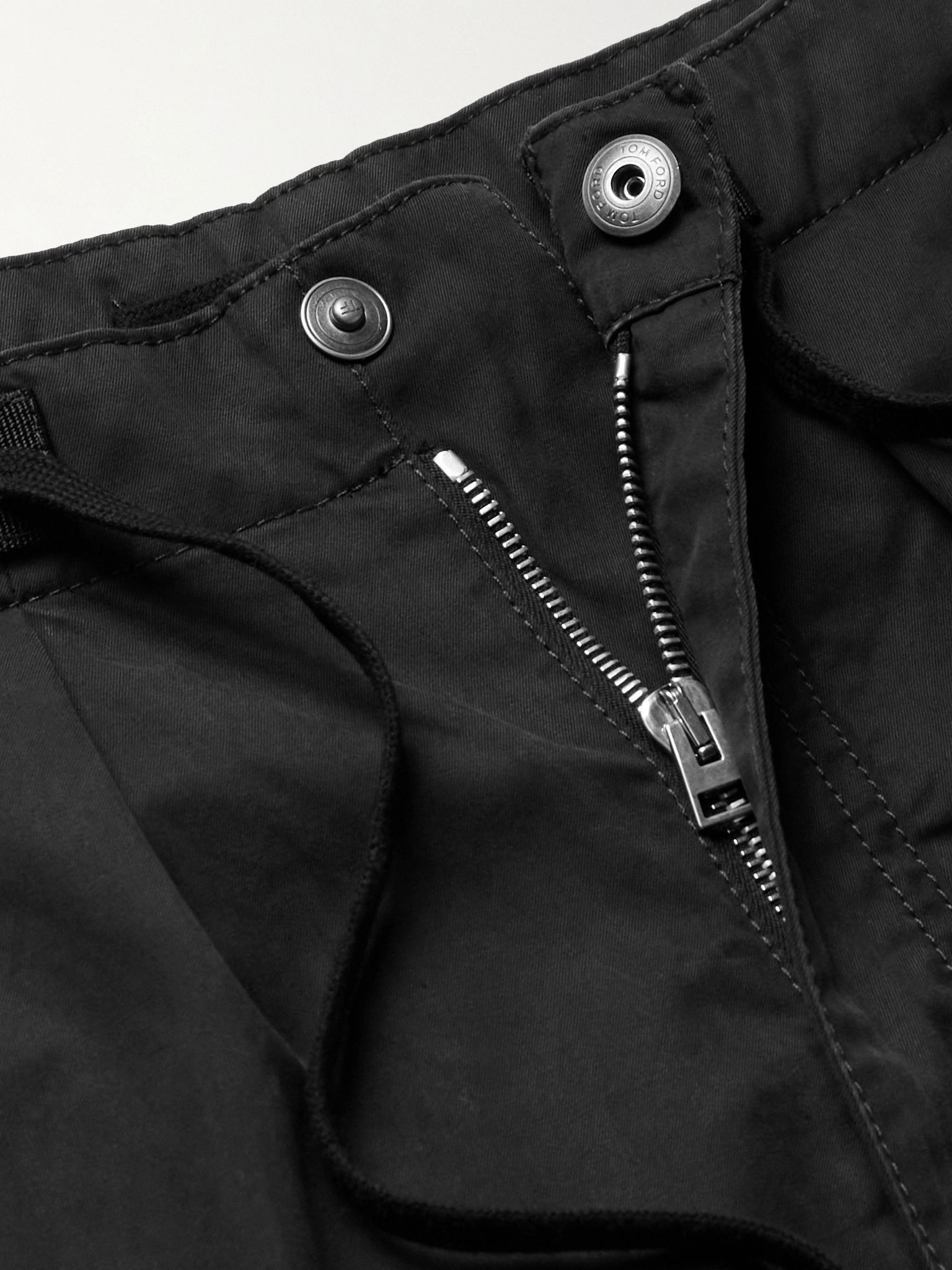 New Enzyme Straight-Leg Cotton-Twill Drawstring Cargo Trousers Black - 5