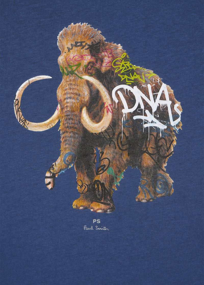 Paul Smith Dark Indigo 'Graffiti Mammoth' Print T-Shirt outlook