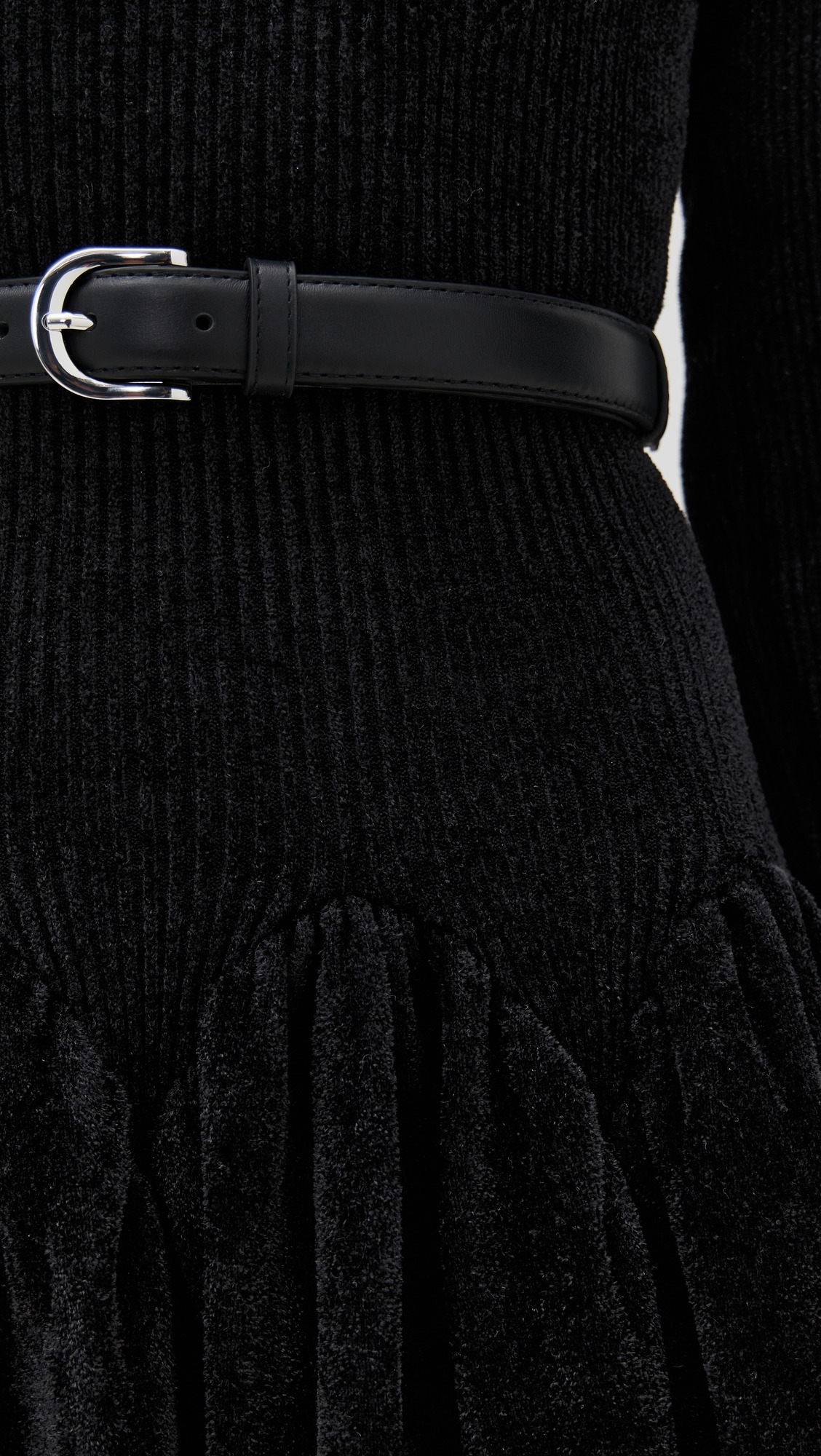 Black Chenille Knit Mini Dress - 5