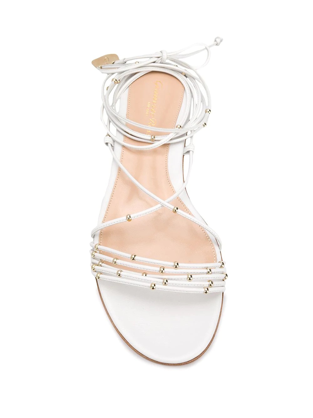 wrap-around beaded flat sandals - 4