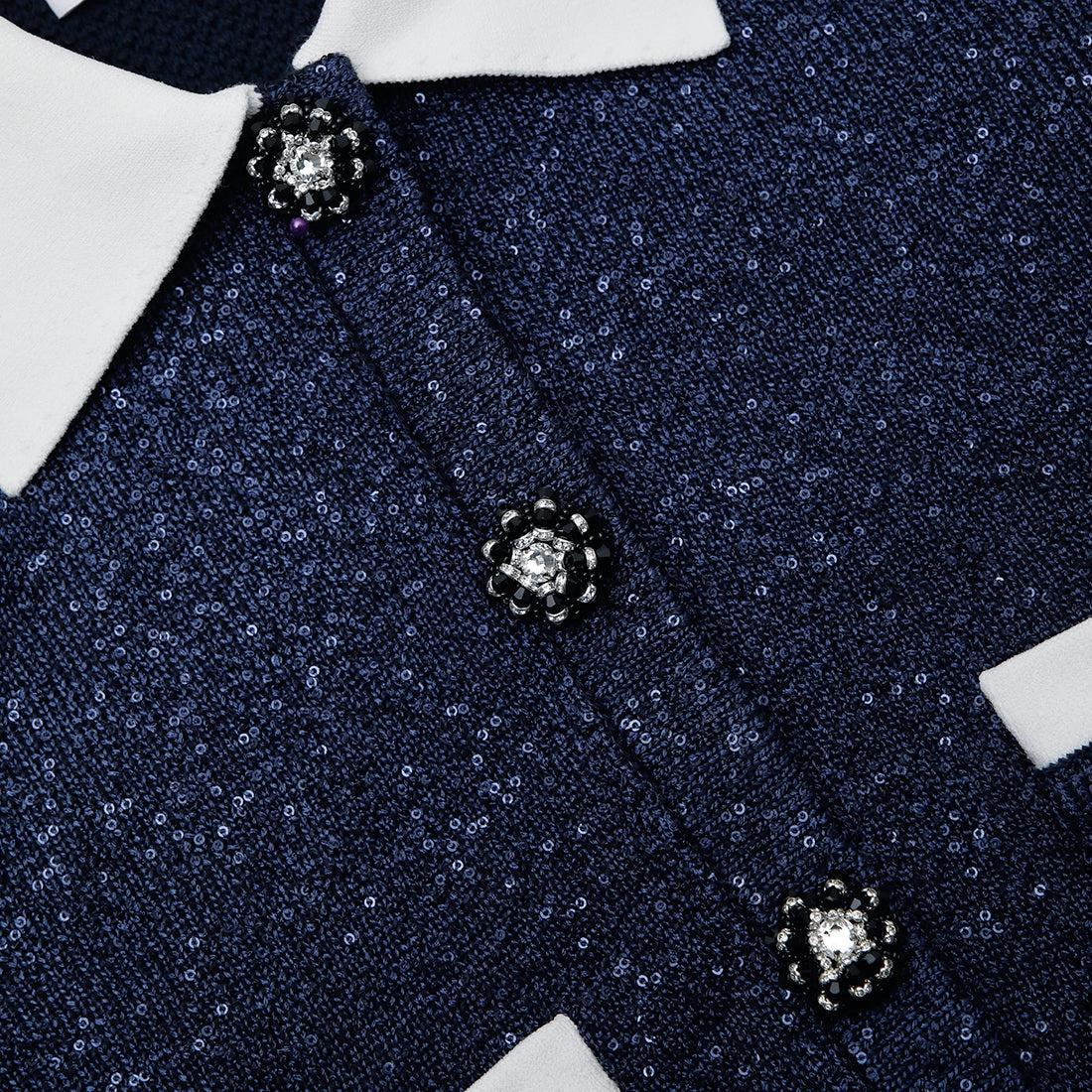 self-portrait Navy Contrast Collar Cardigan | REVERSIBLE
