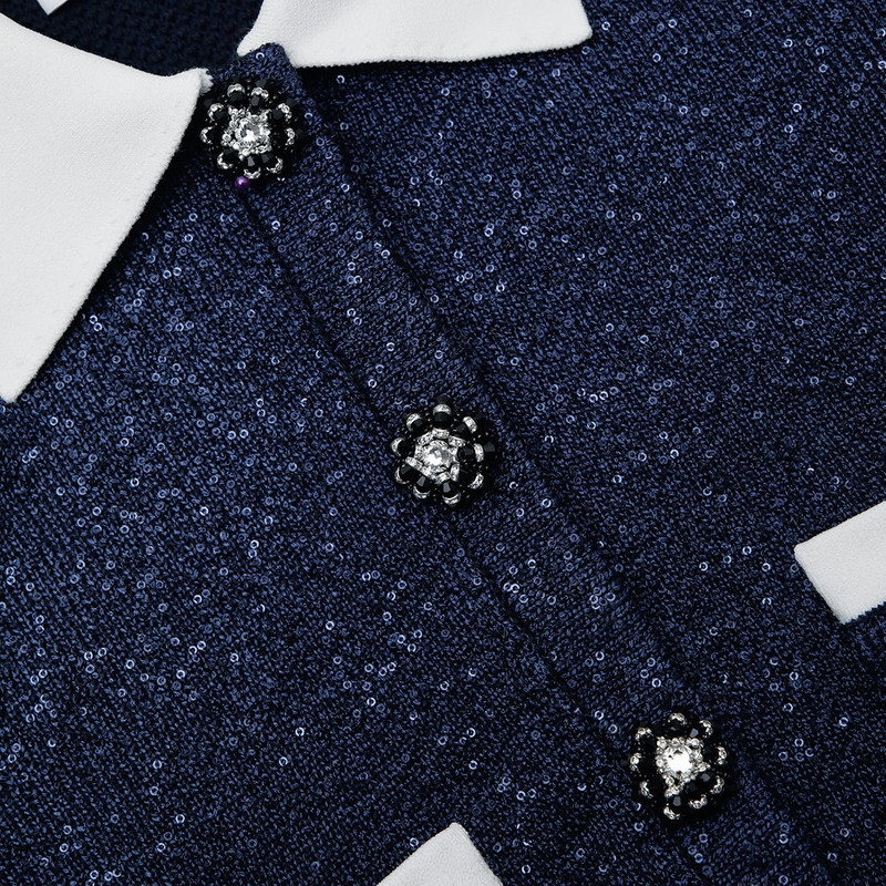 Navy Contrast Collar Cardigan 7