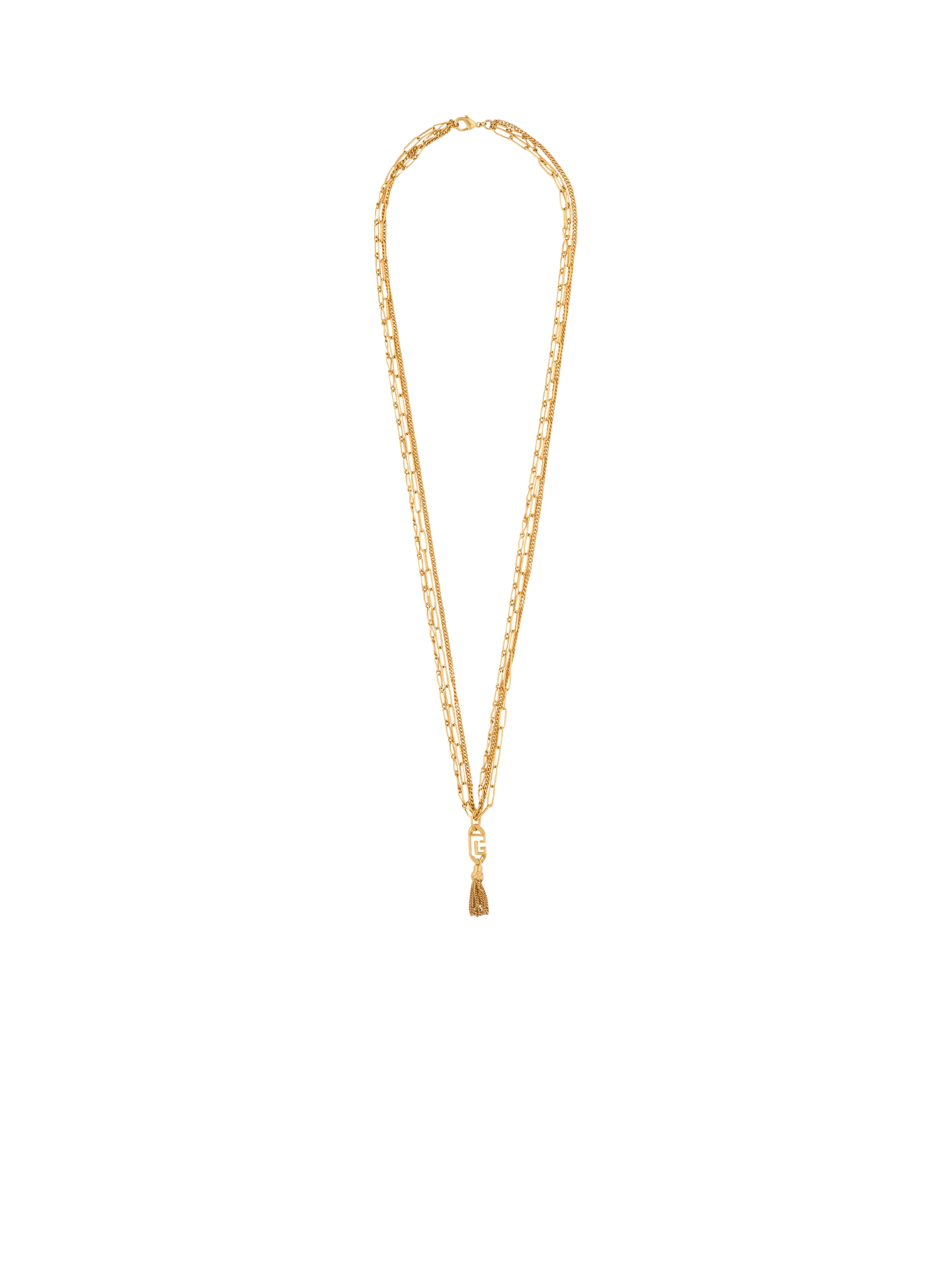 Sync golden brass long necklace - 1