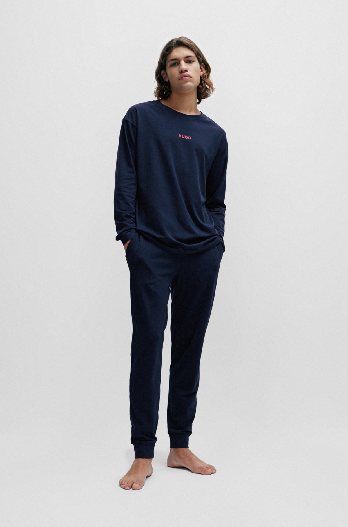 STRETCH-COTTON JERSEY PAJAMA BOTTOMS WITH LOGO WAISTBAND - 3