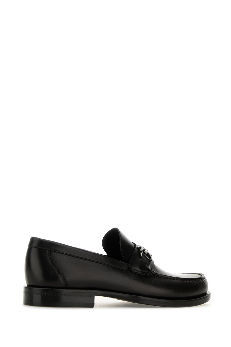 FERRAGAMO Black leather Fort loafers outlook