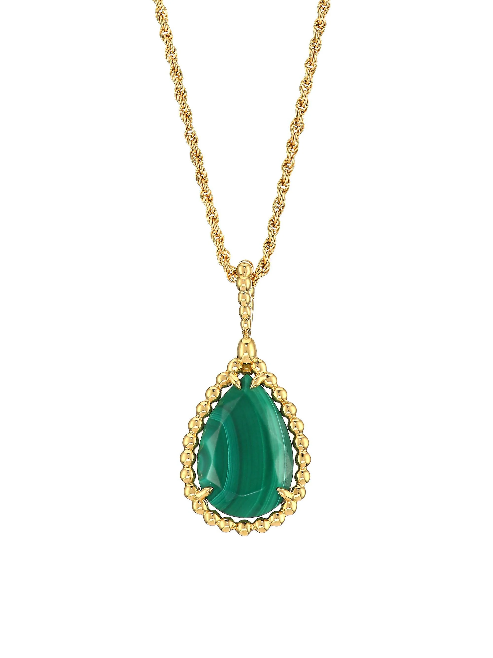 뱀 보르메 18K 황색 금 & Malachite 펜던트 목걸이 - 1