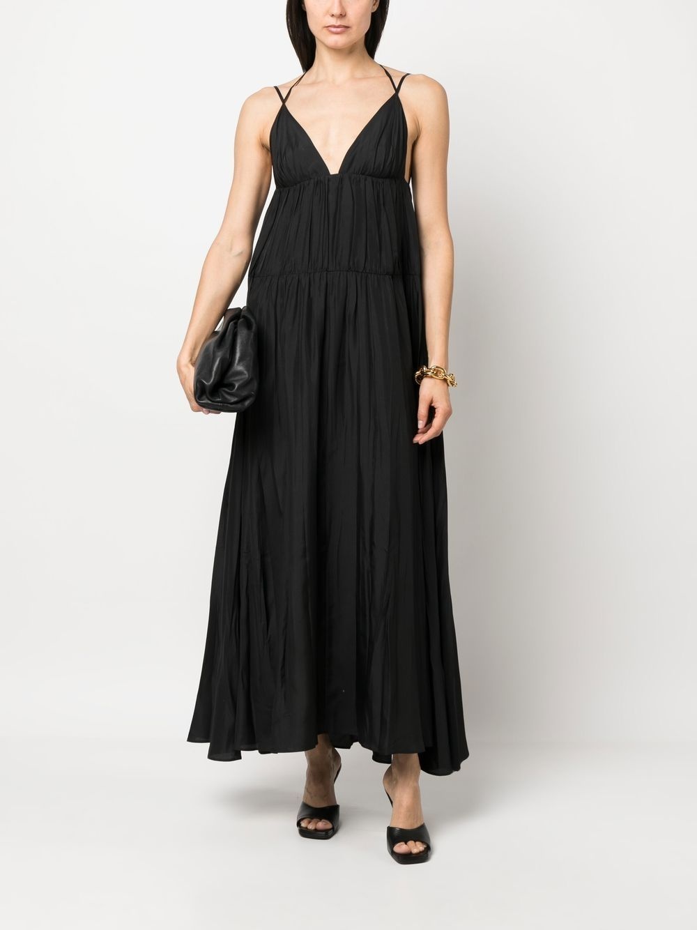 ruched silk long dress - 2