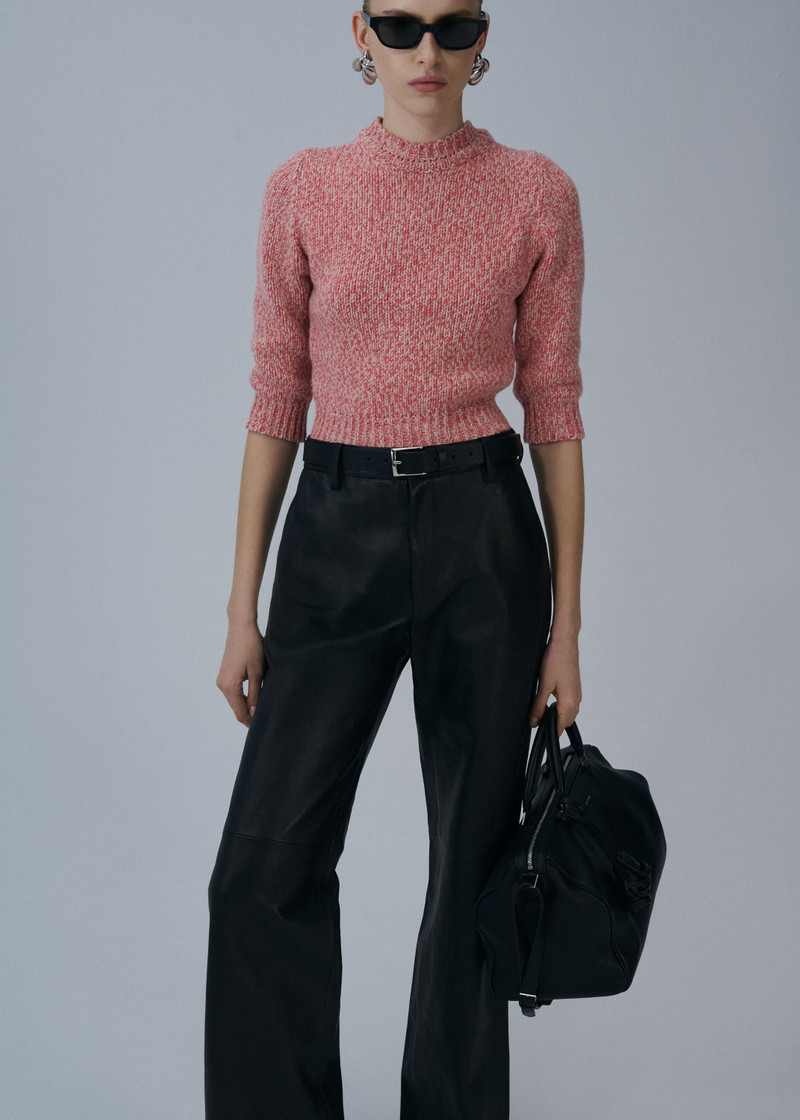 MAGDA BUTRYM Cropped marled knitwear sweater in pink outlook