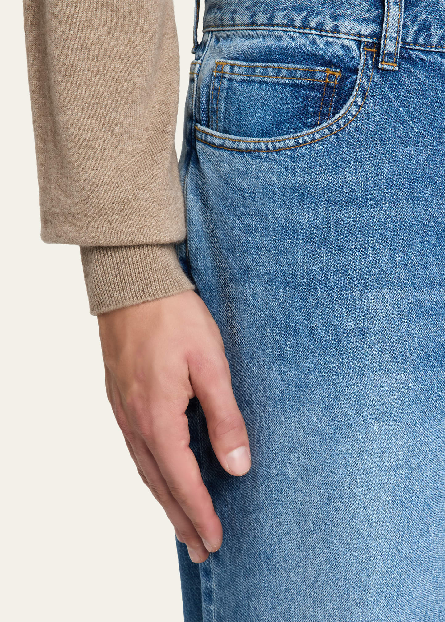 Men's Straight Fit Medium-Wash Denim Jeans - 5