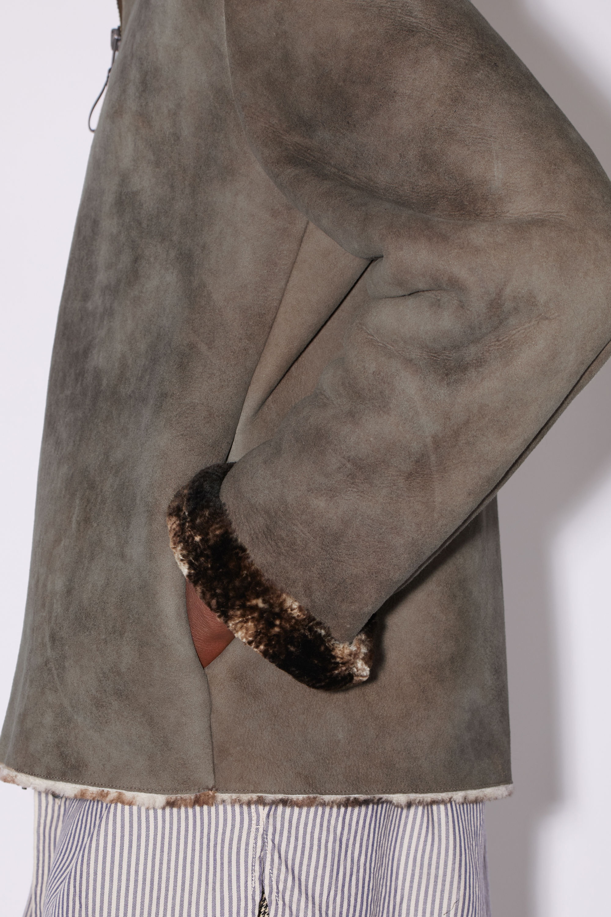 Shearling suede fur jacket - Antique brown - 5