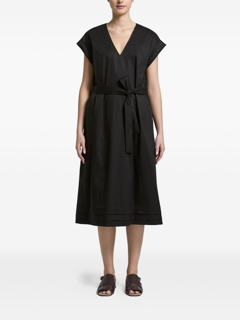 tied-waist V-neck midi dress 1