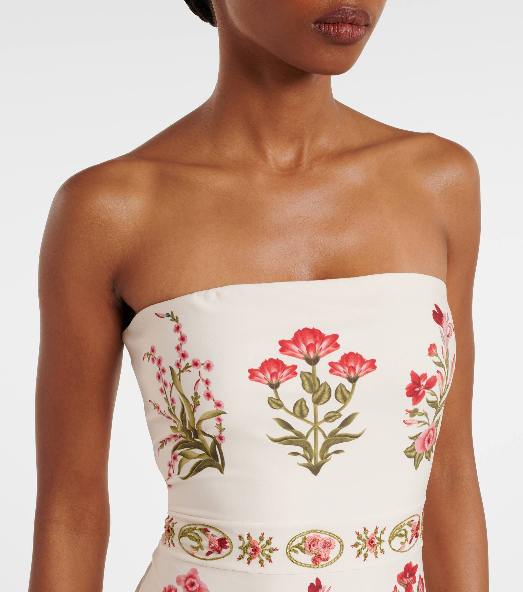 Illusion floral strapless swimsuit - 4