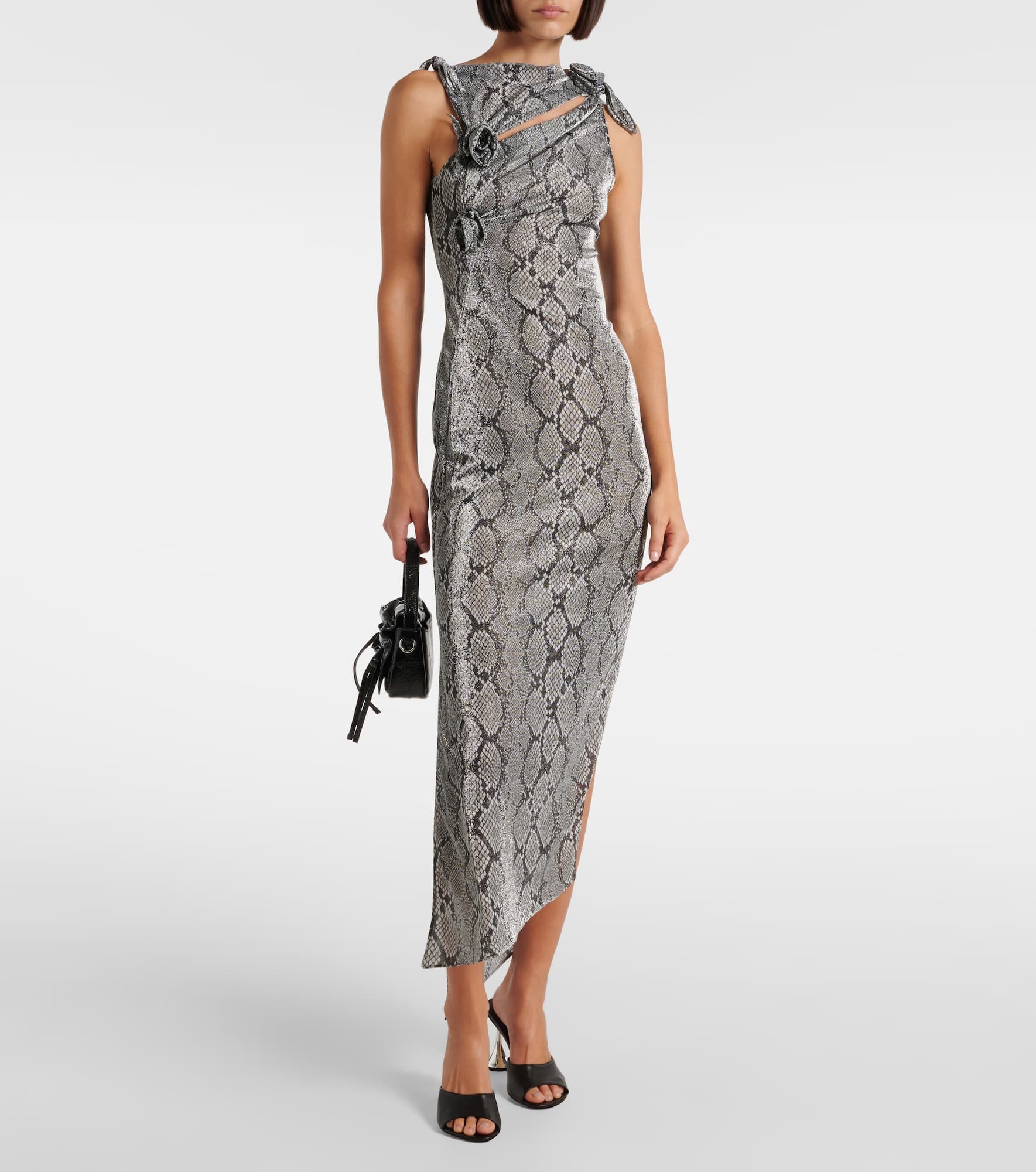 Snake-effect asymmetric maxi dress - 2