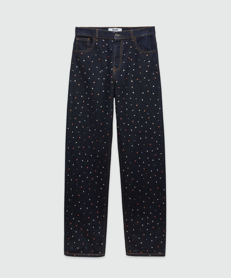 Wide-leg denim pants with studs 1