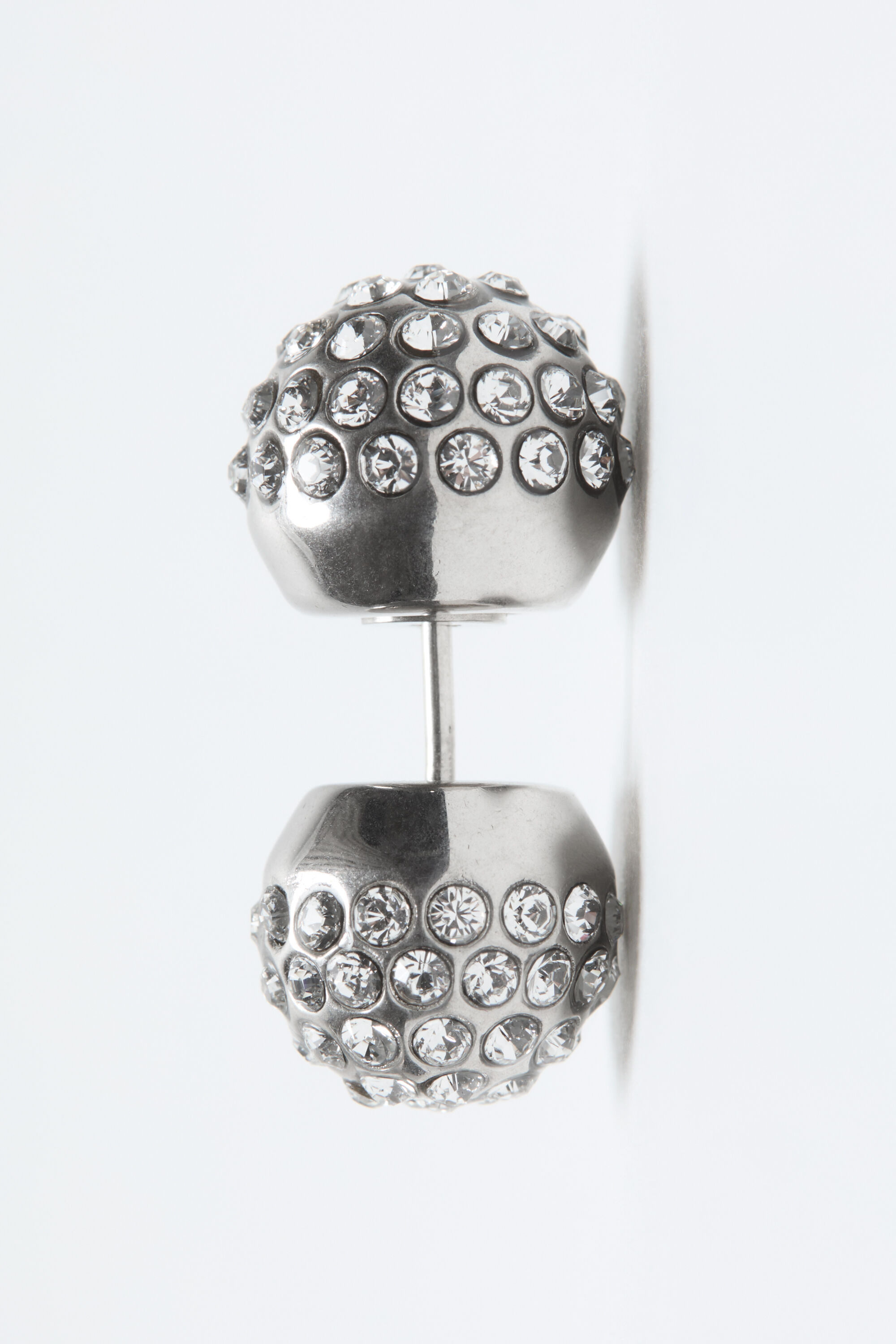 Crystal Stud Earrings - Semi matt silver/transparent - 2
