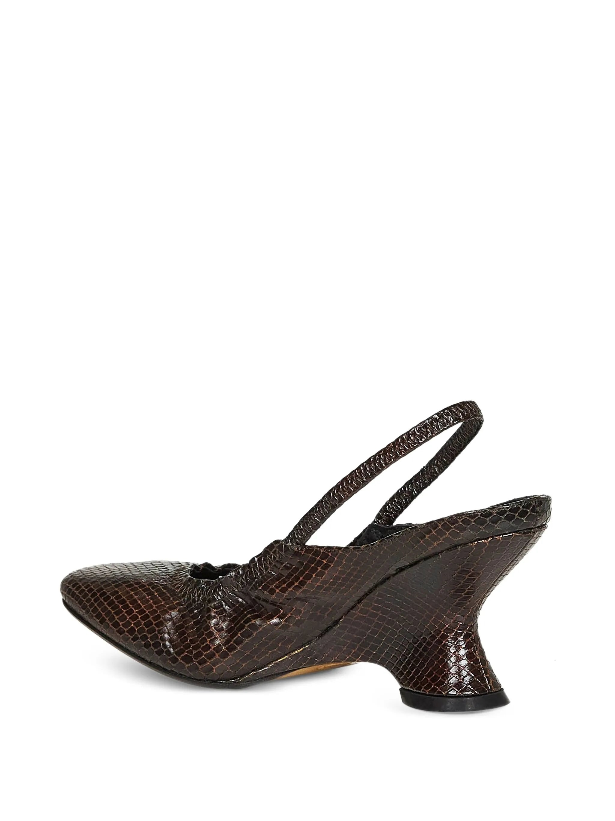 Dries Van Noten 75mm Elasticated-slingback Lizard-embossed Pumps - 3
