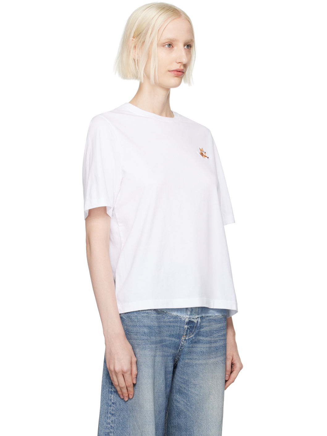 White Speedy Fox Patch Comfort T-shirt - 2
