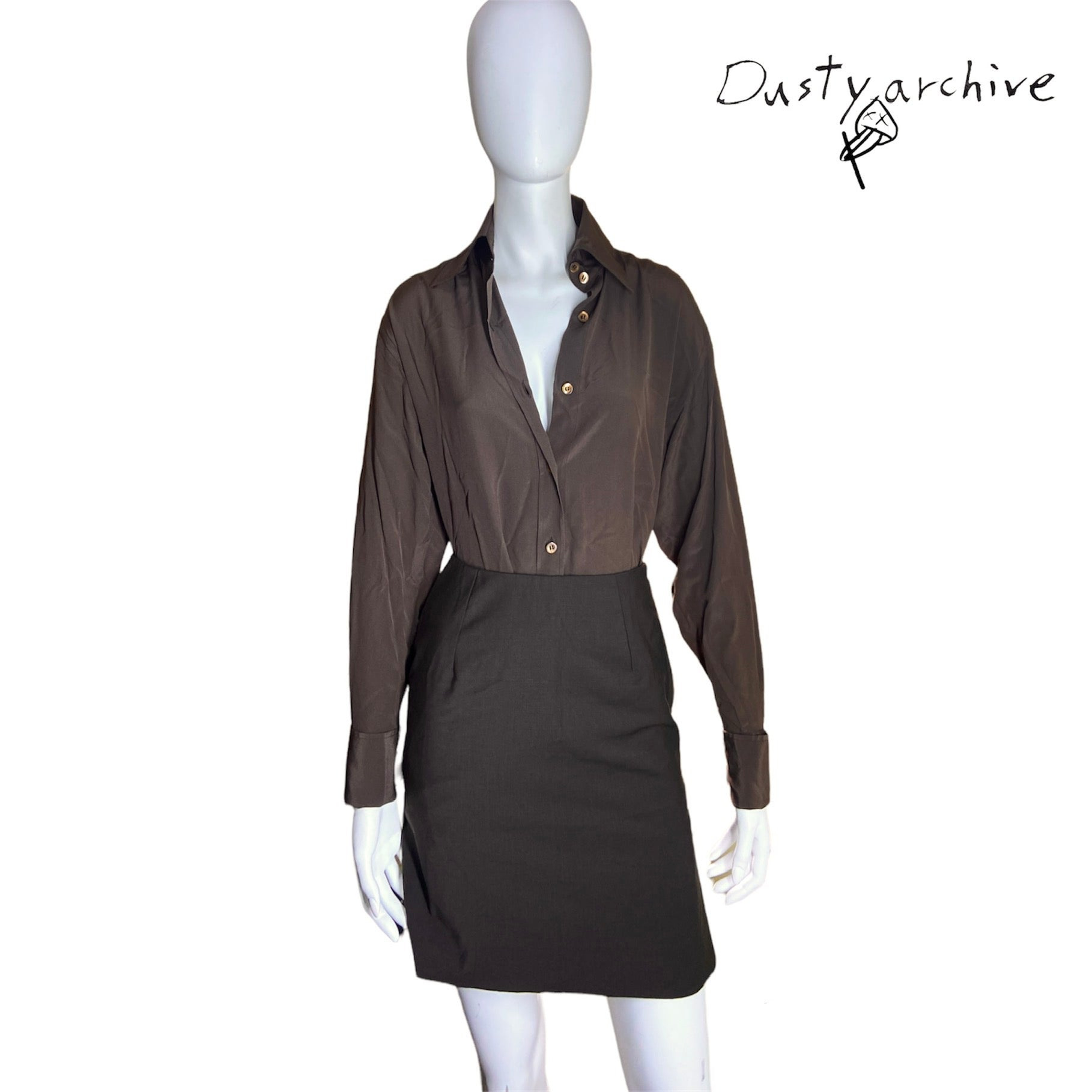 Gucci 1997 tom ford brown wool skirt 40 - 3