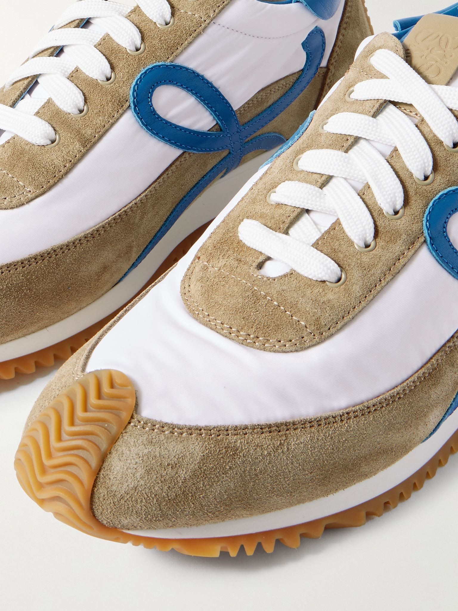Flow Runner 2.0 Leather-Trimmed Suede and Nylon Sneakers White - 4
