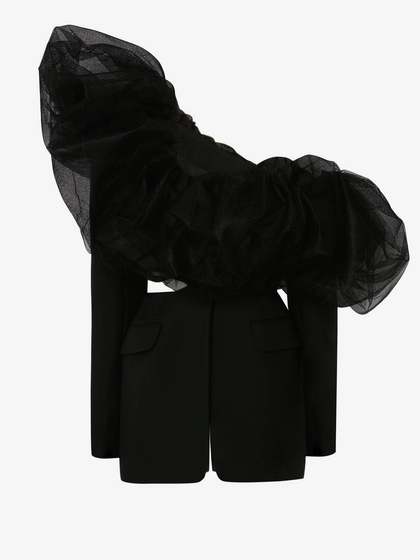 Women's Exploded Neckline Slashed Jacket in Black - 1