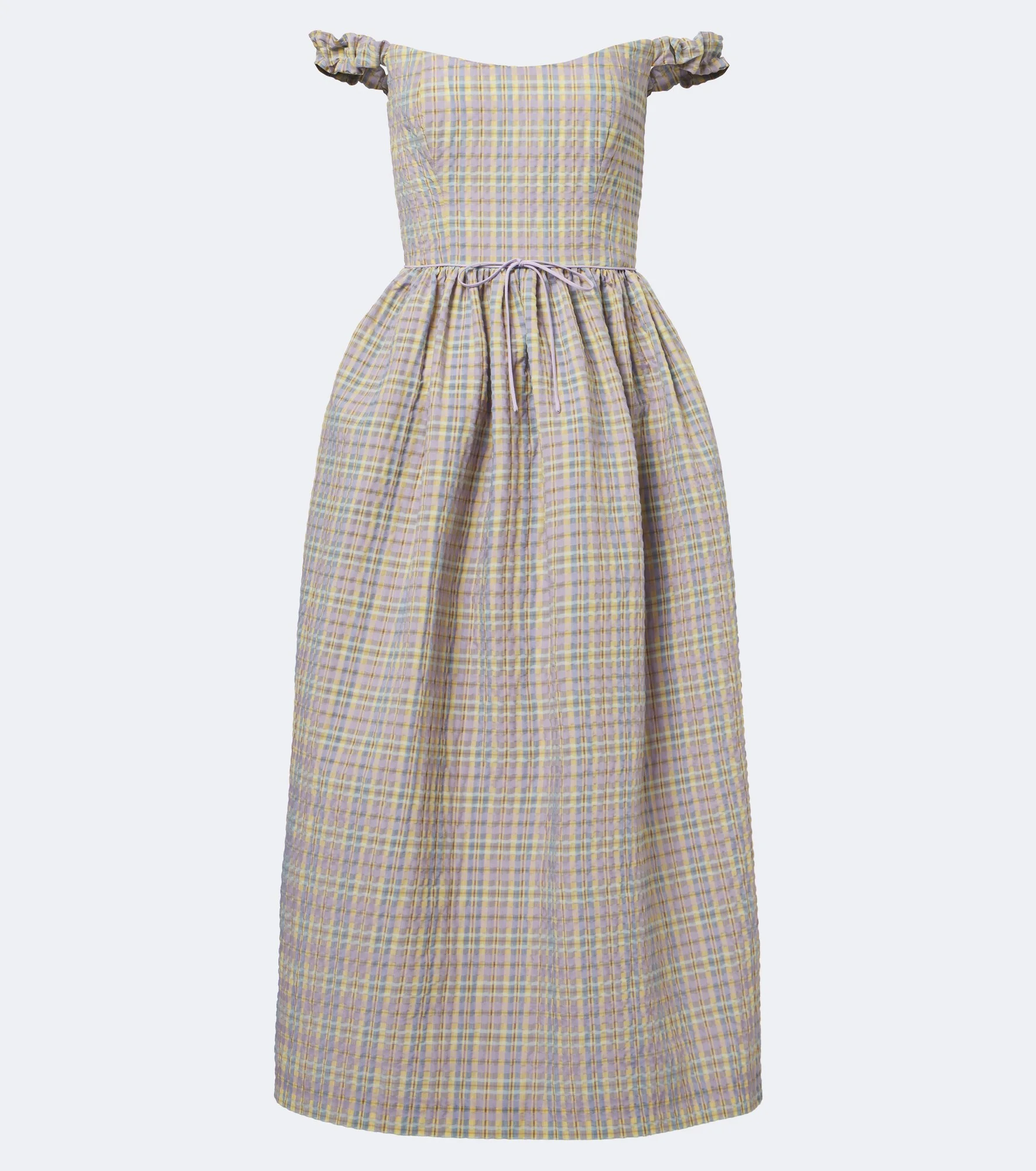 Ginger off-shoulder seersucker bustier dress - 1