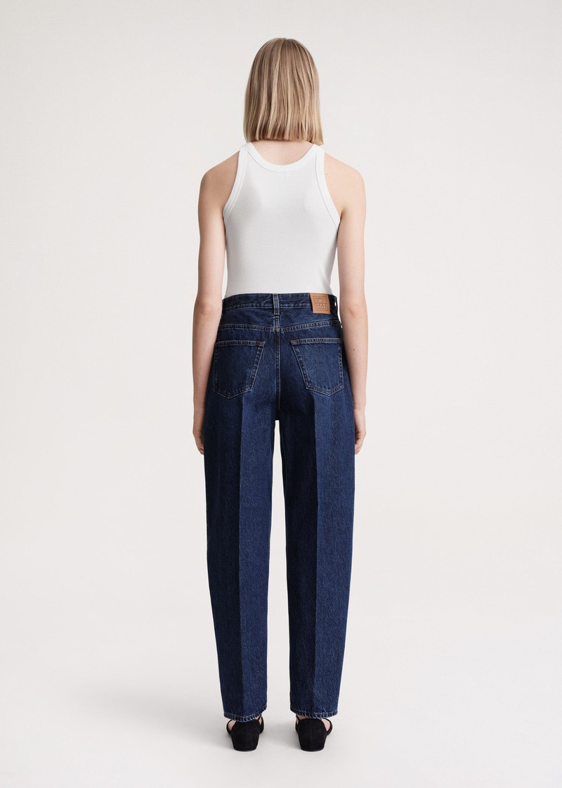 Wide tapered leg denim dark blue 4