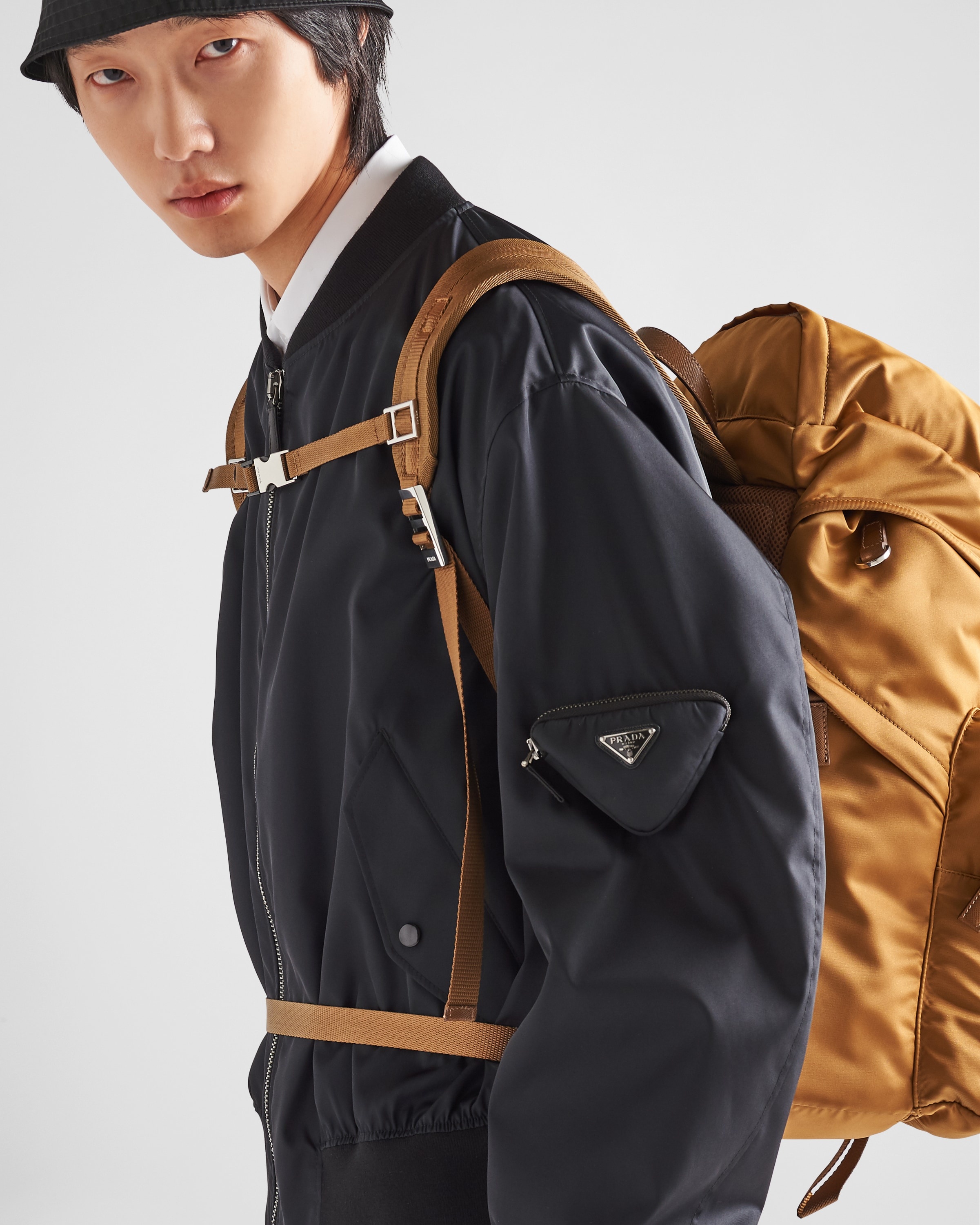 Re-Nylon and Saffiano leather backpack - 8
