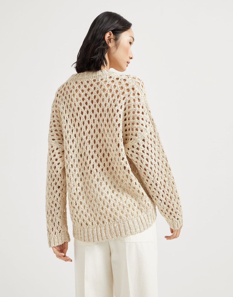 Brunello Cucinelli Silk and linen dazzling net sweater outlook
