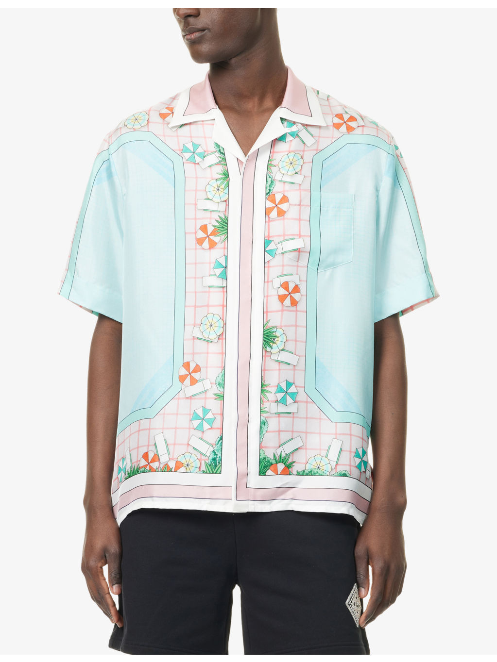 Copacabana Cuban-Collar Short-Sleeve Silk Shirt - 3