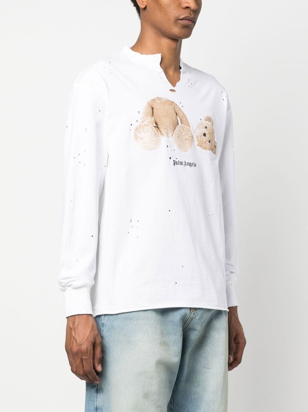 Bear-print distressed-effect T-shirt - 3