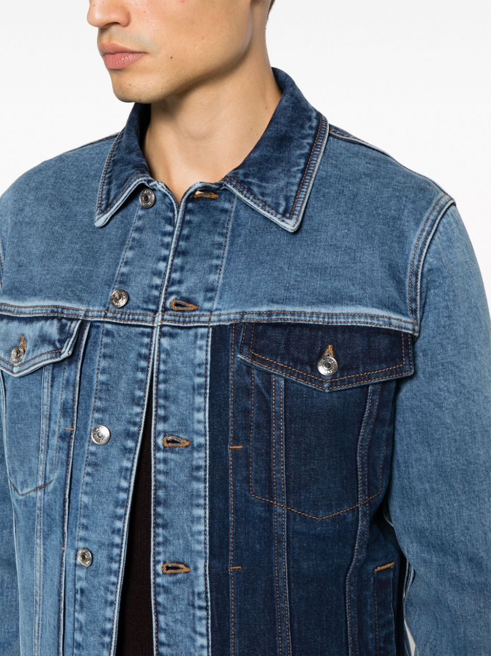 colour-block stretch-cotton denim jacket - 6