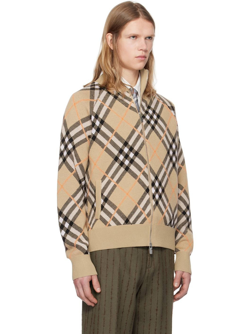 Beige Check Wool Mohair Blend Jacket 2