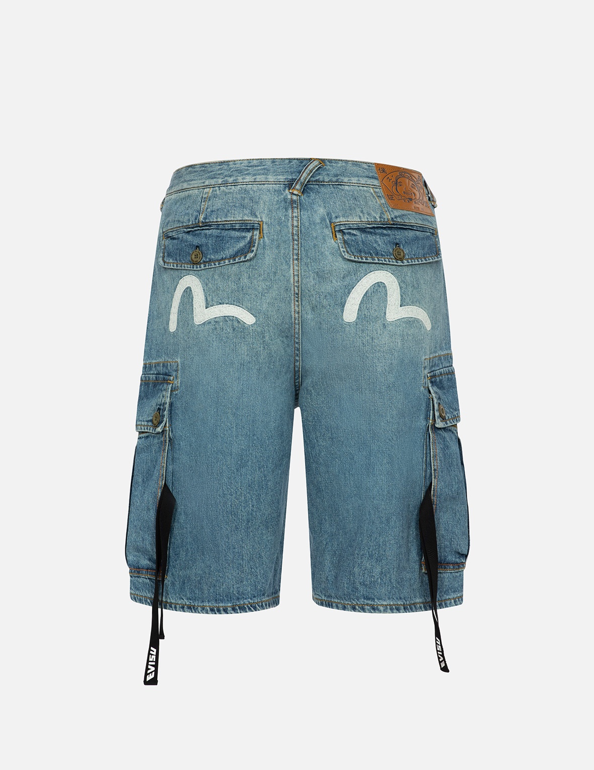 SEAGULL PRINT RELAX FIT DENIM SHORTS - 3