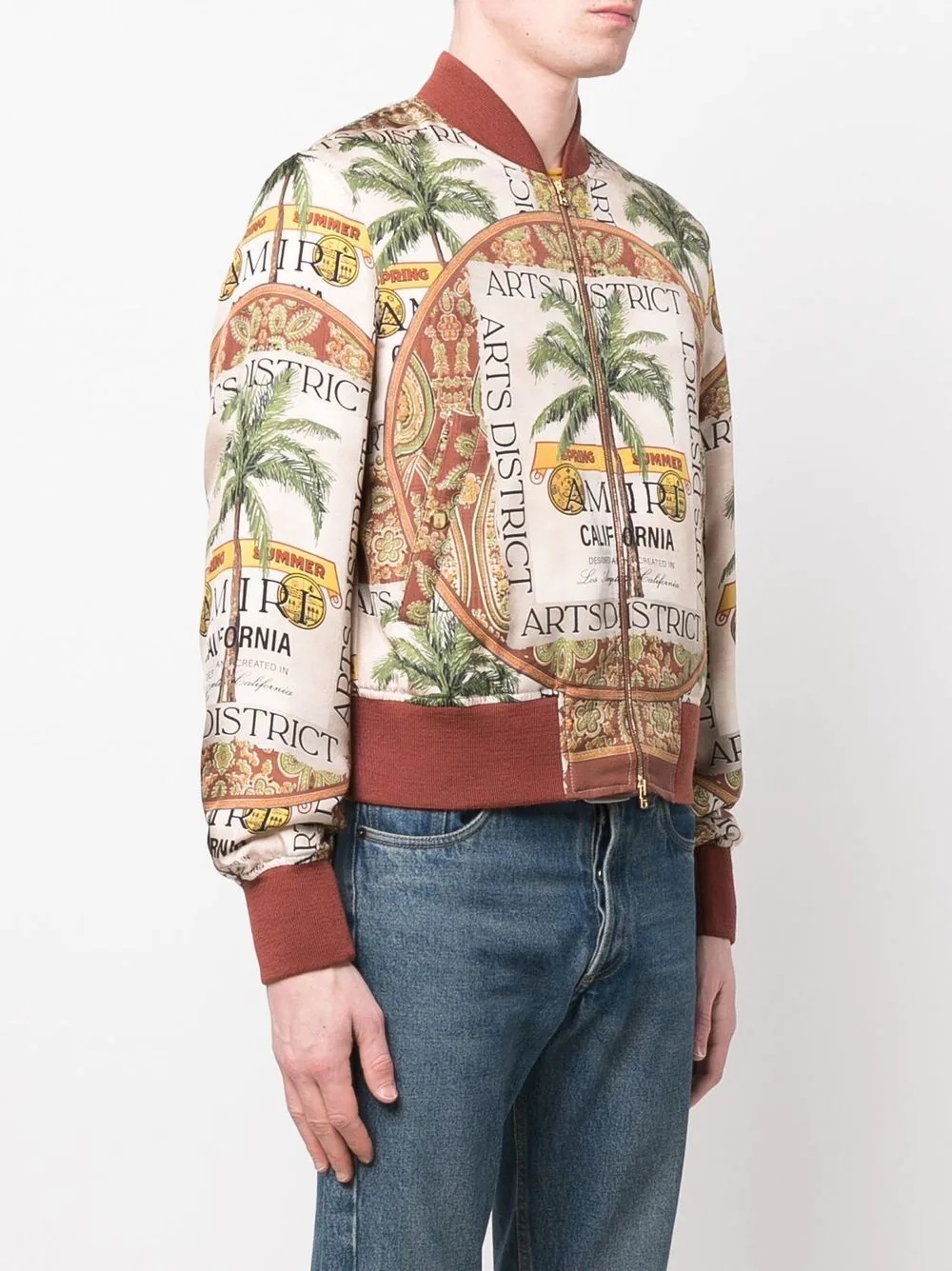 graphic-print silk bomber jacket - 3