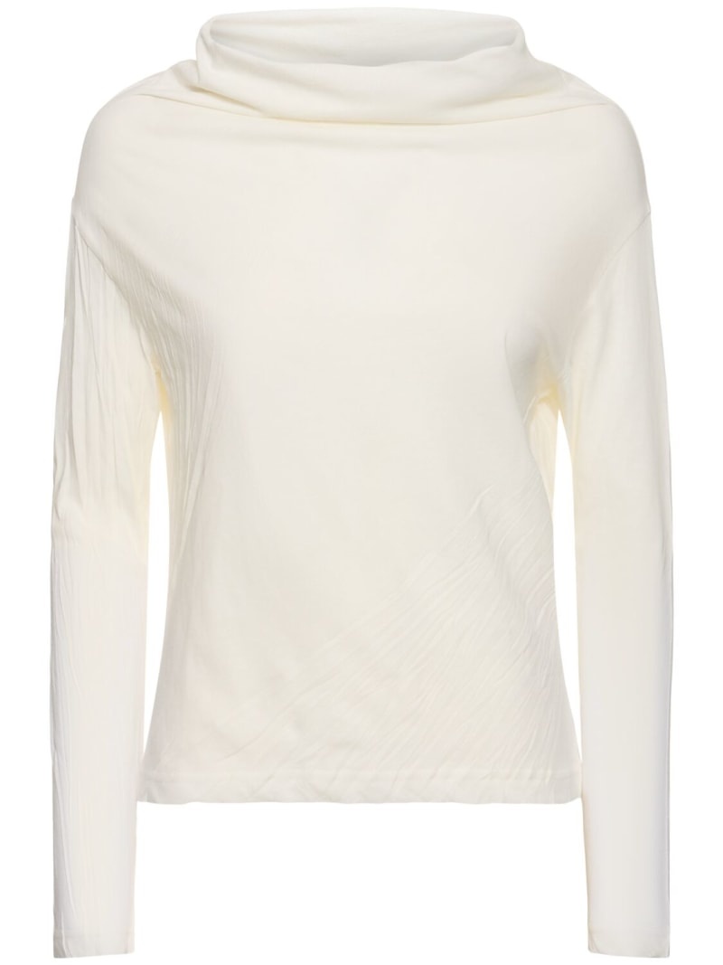 Twist jersey off neck long sleeve top - 1