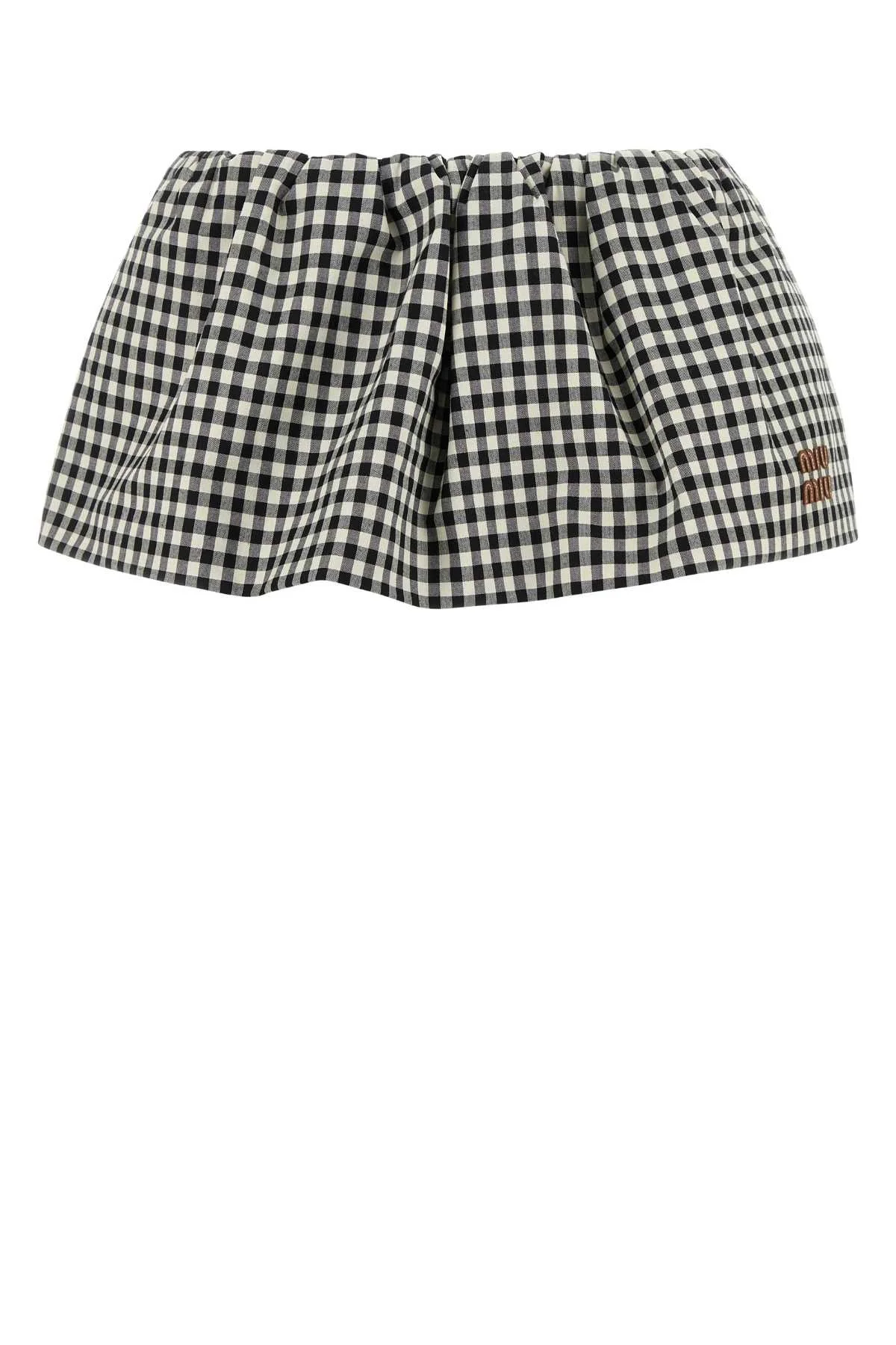 Miu Miu Women Embroidered Cotton Mini Skirt - 1