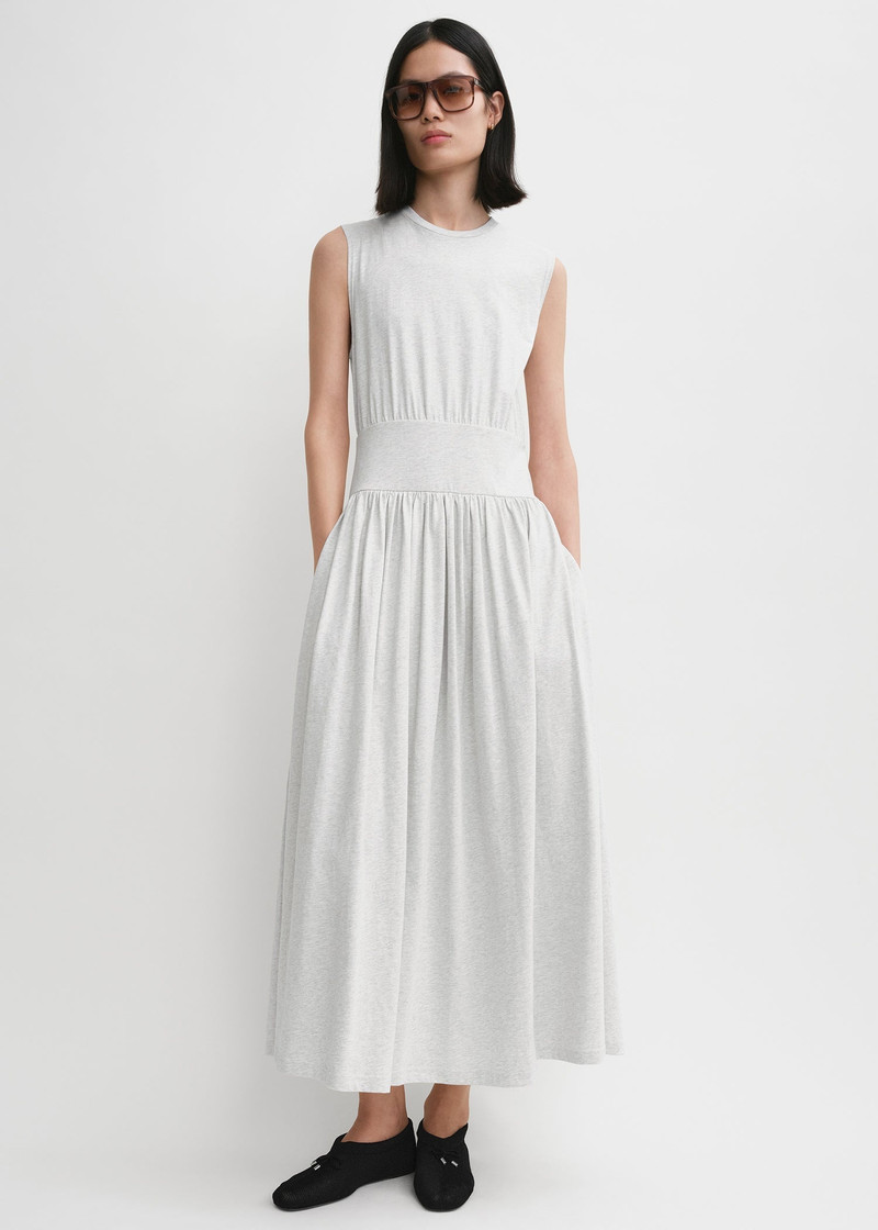 Totême Sleeveless cotton tee dress pale grey mélange outlook