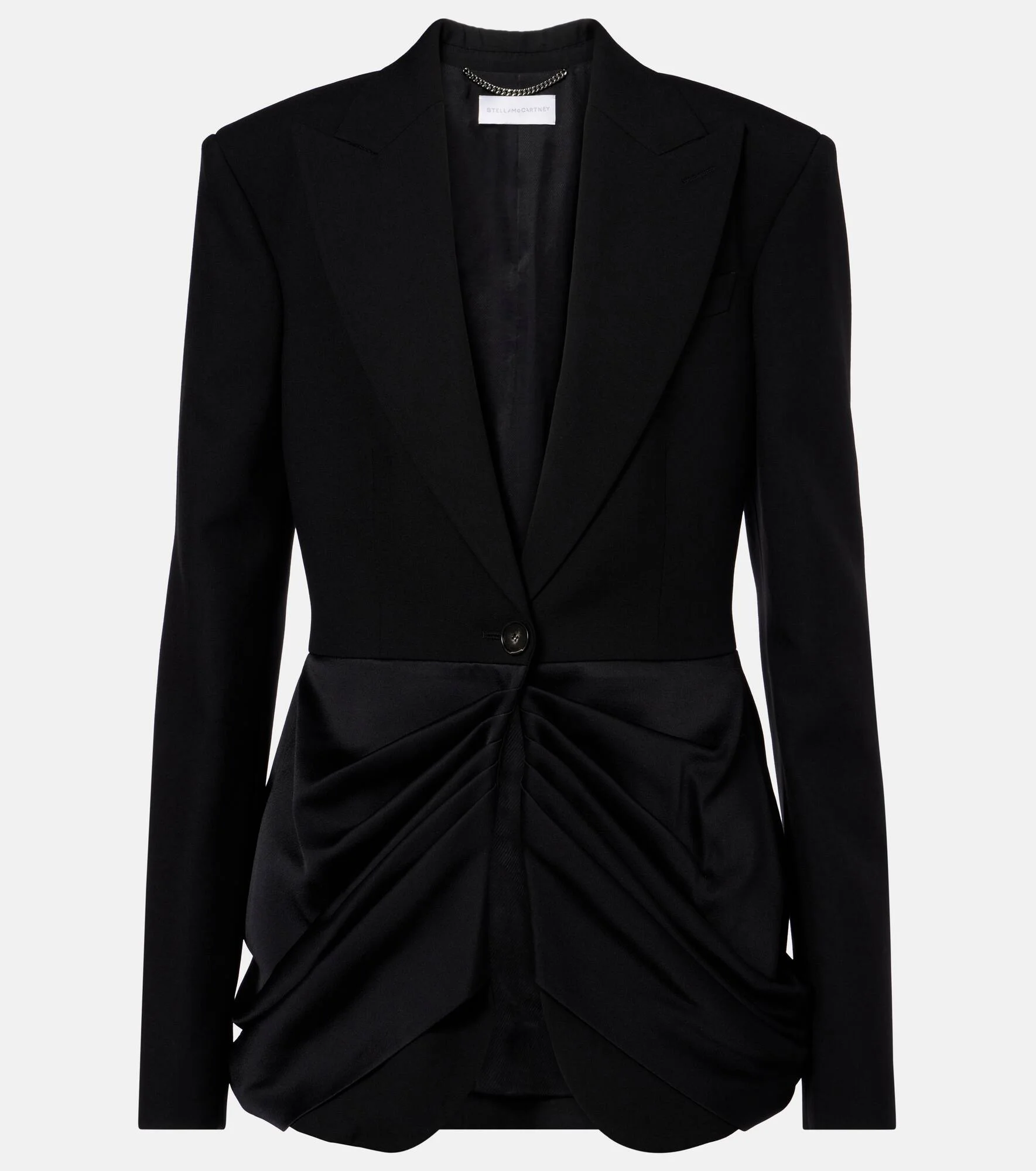 Draped satin-trimmed wool blazer - 1