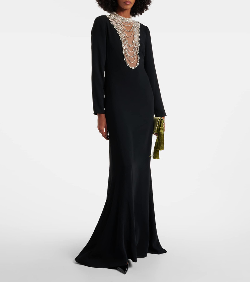COSTARELLOS Dellana crystal-embellished crêpe gown outlook
