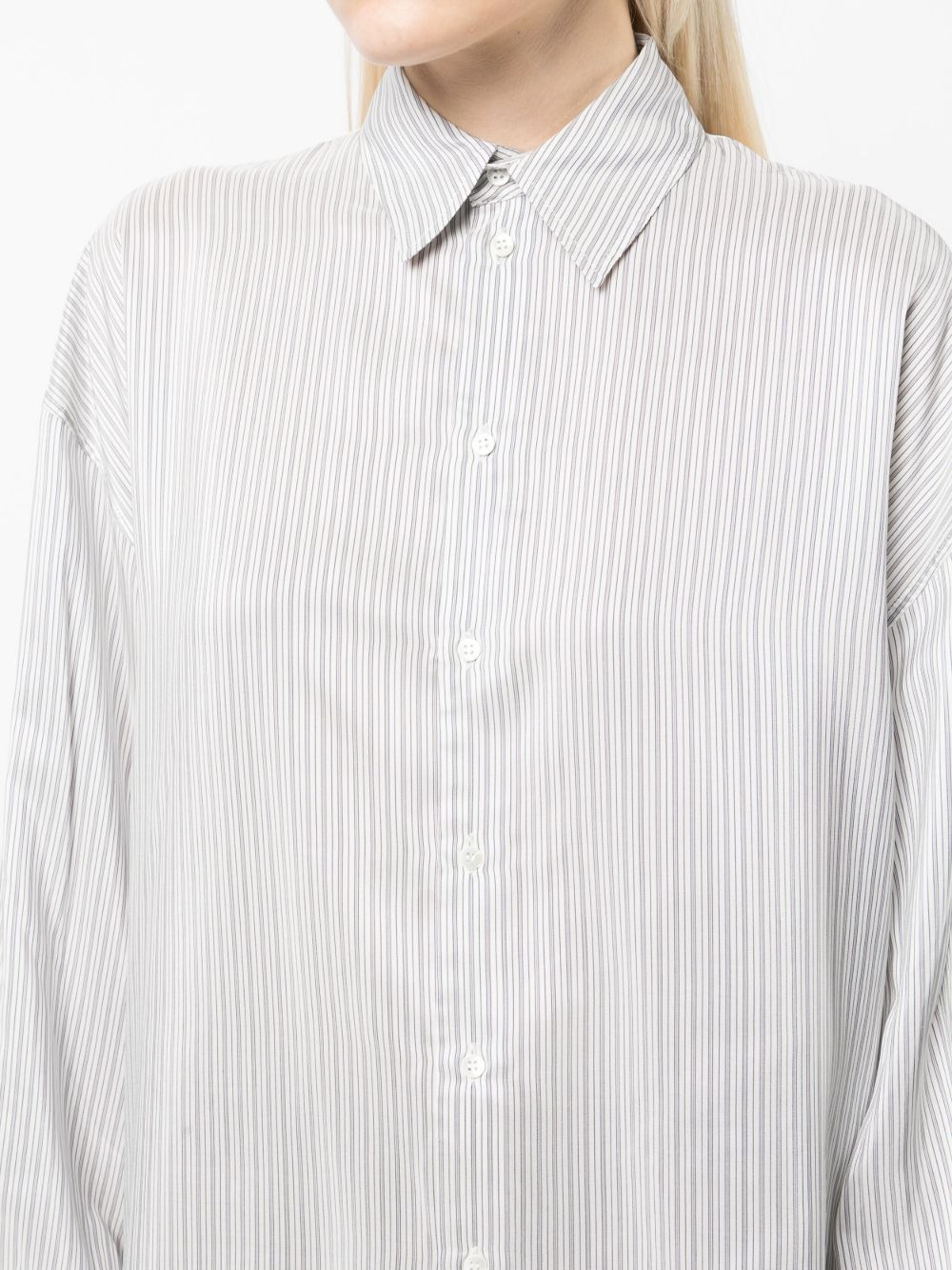 long-length striped cotton shirt - 5