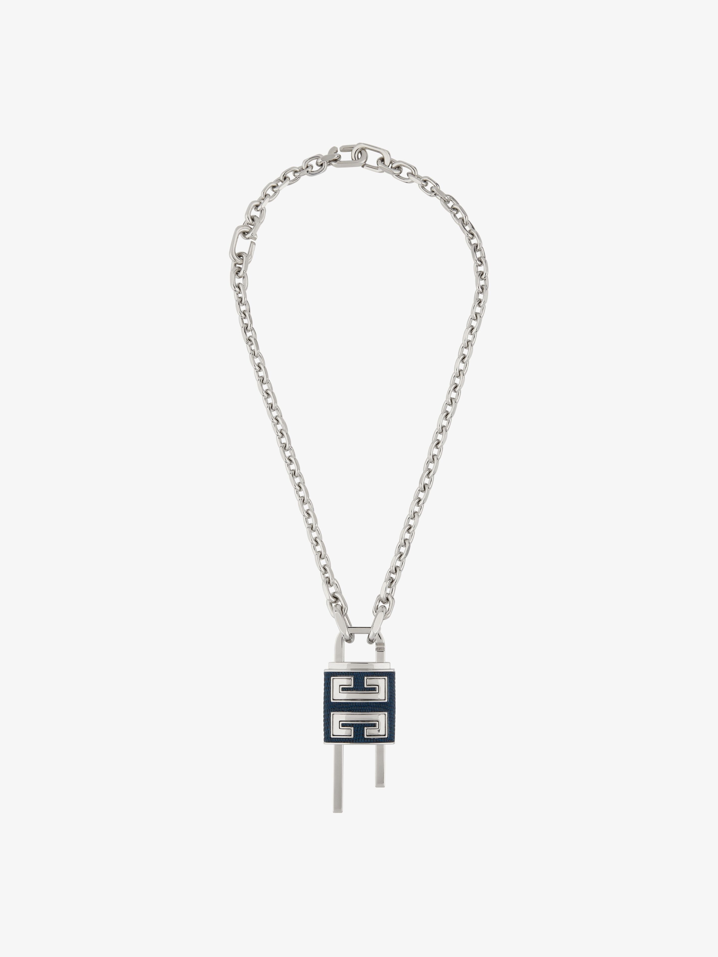 SMALL LOCK NECKLACE IN METAL AND LEATHER - 1